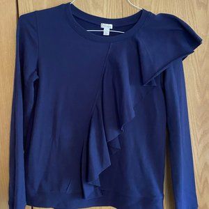 Hinge Women's Purple Frilled Sweater